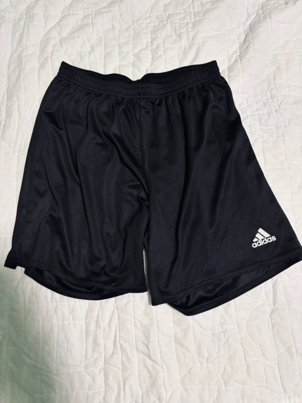 Adidas Mens Black Athletic Shorts With Elastic Size Medium Lightweight Fabric